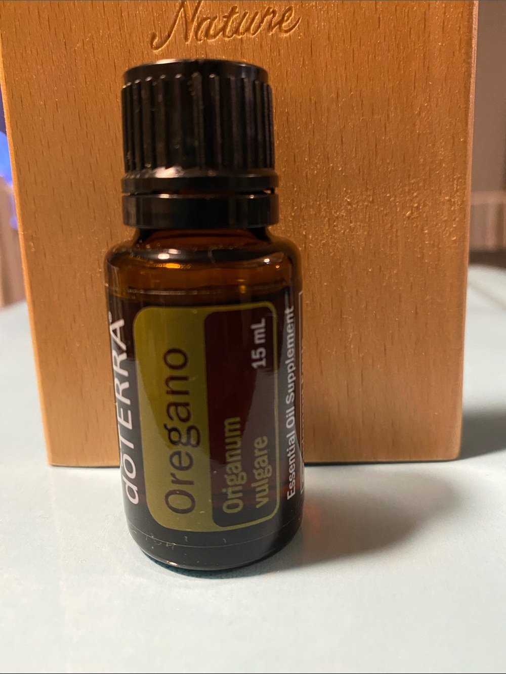 Doterra Oregano Essential Oil Bottle - Black Cap, Amber Glass, Green Label